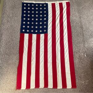 Vintage 48-Star American Flag WWII Era Sewn Cotton Flag ~ 34x58.5 Inches